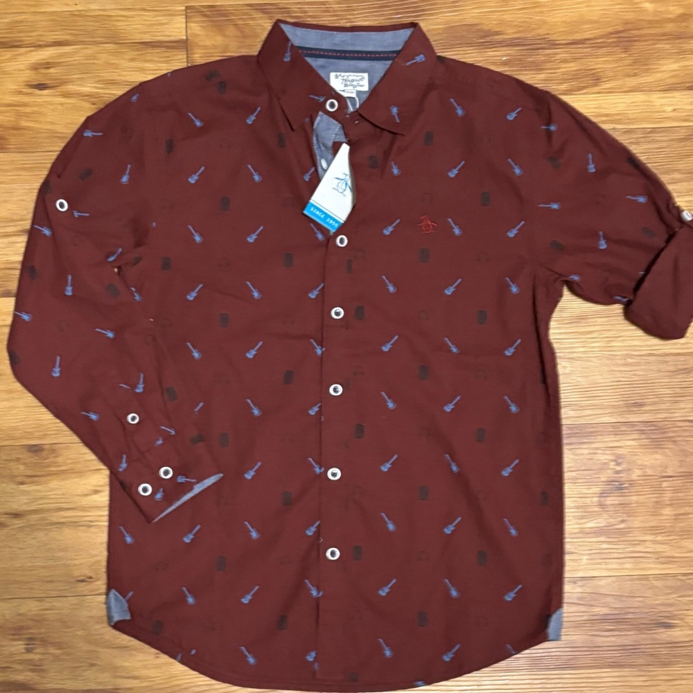 Boys Maroon Shirt with Pattern